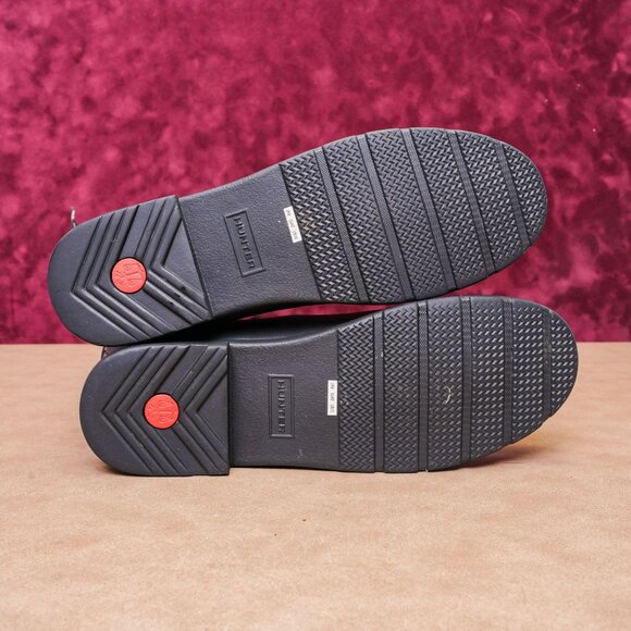 Hunter Women Refined Webbing Black Rain Wellies Boots sz 10 - Picture 5 of 9